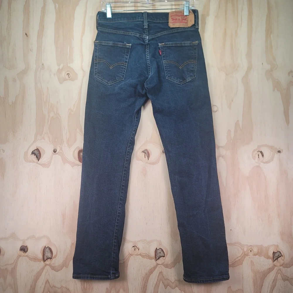Levis‎ 501 Mens Original Fit Blue Dark Wash Stretch Denim Button Fly Jeans 30x30